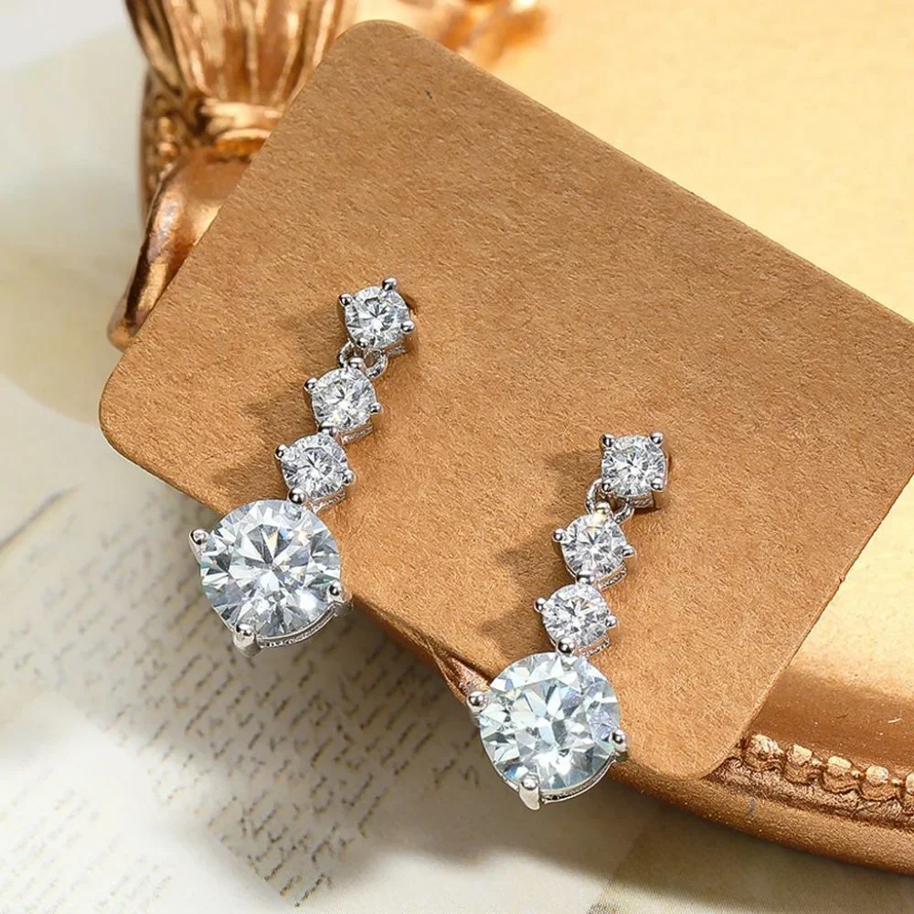 Certified 2.6ct. t.w. Moissanite Diamond Drop Earrings NEW